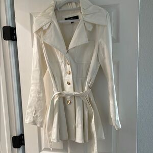 Laundry by Design White Trench Coat with Belted Waist